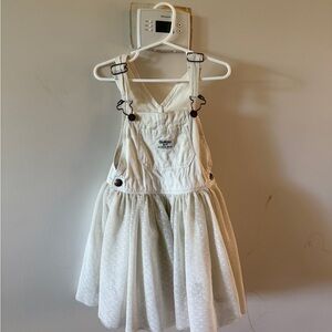 OshKosh B'gosh Cream Overall Dress with Tulle Skirt